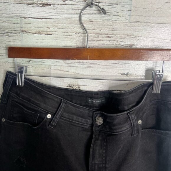 Silver Jeans Avery Skinny crop black distressed jeans size 36 - Picture 3 of 8